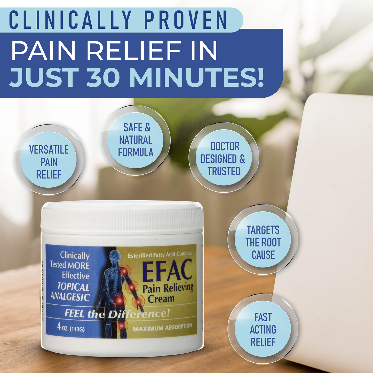 Arthritis Pain Relief Cream – EFAC® Joint Pain & Stiffness Cream for Knees, Hands & Back – 4 oz