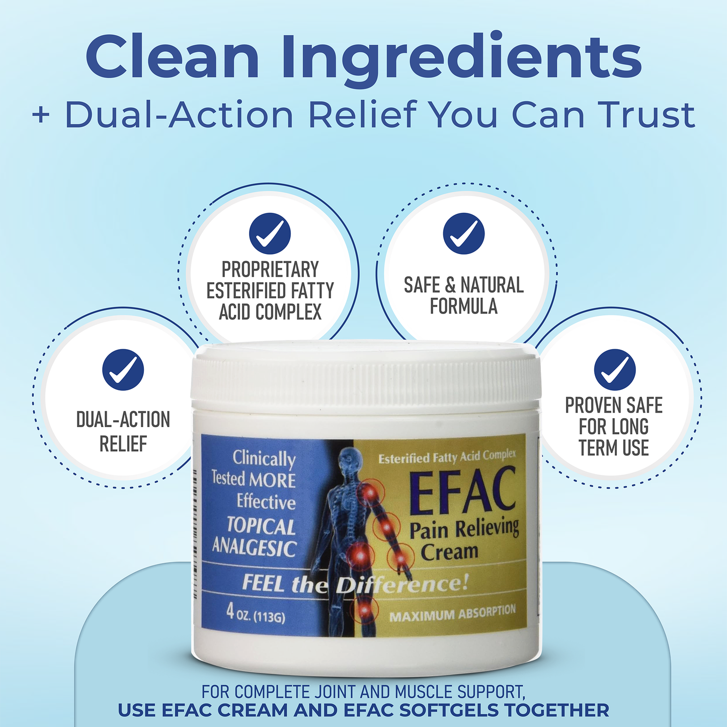 Arthritis Pain Relief Cream – EFAC® Joint Pain & Stiffness Cream for Knees, Hands & Back – 4 oz