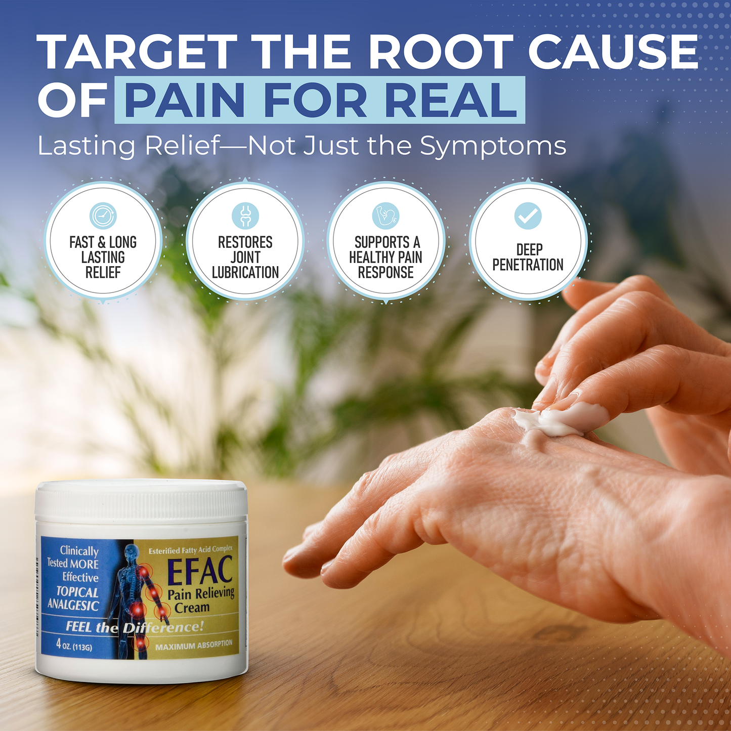 Arthritis Pain Relief Cream – EFAC® Joint Pain & Stiffness Cream for Knees, Hands & Back – 4 oz
