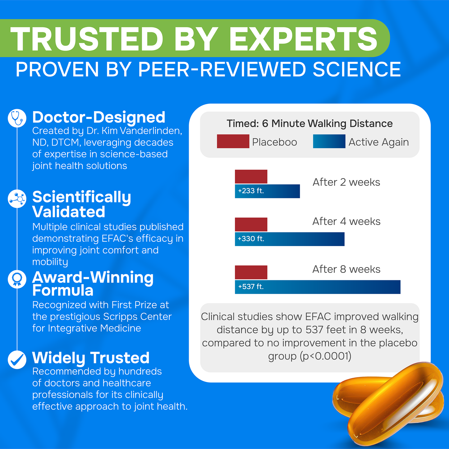 Joint Support Supplement – EFAC® Arthritis Relief, Mobility & Flexibility Support – 90 Softgels